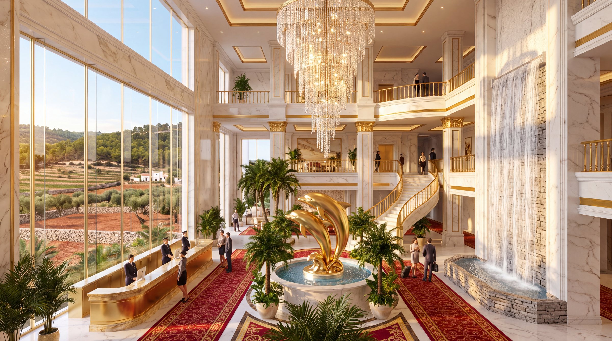 The Grand Lobby with its crystal chandelier